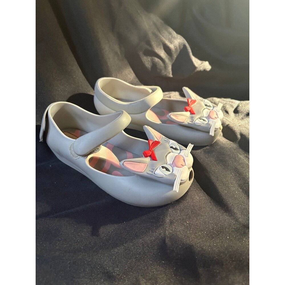 Mini Melissa girls size 12 gray cat jelly shoes
